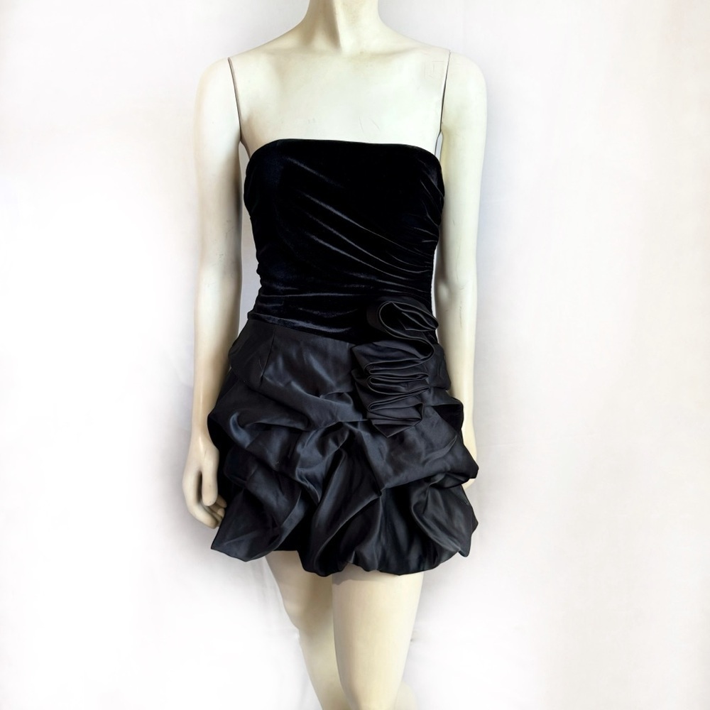 Jessica McClintock Vintage Mini Black Ruffled Dress Size 4